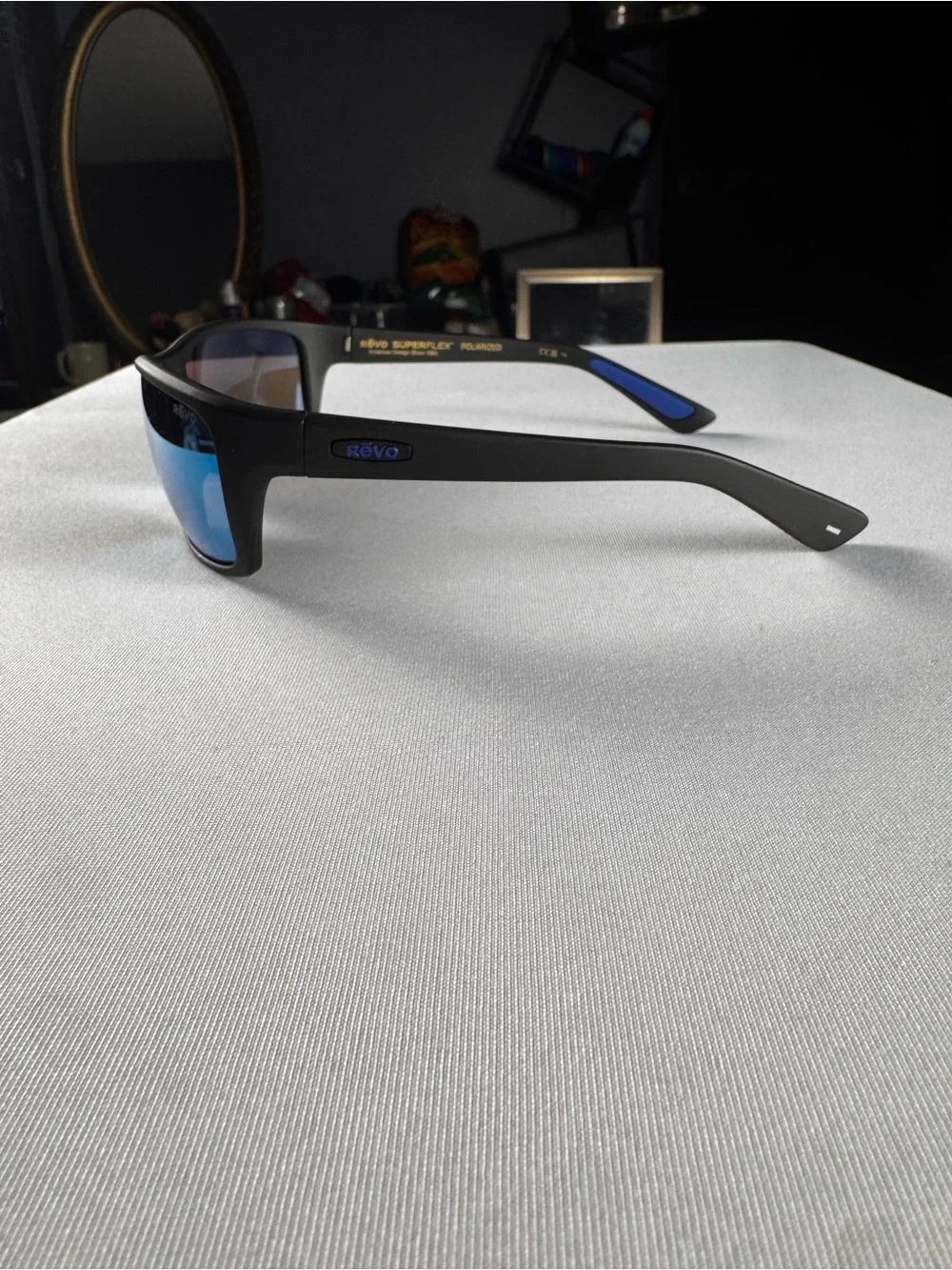 NEW! REVO RE 1137N REBEL Polarized 01BL Matte Black/ Crystal Blue Water Lenses